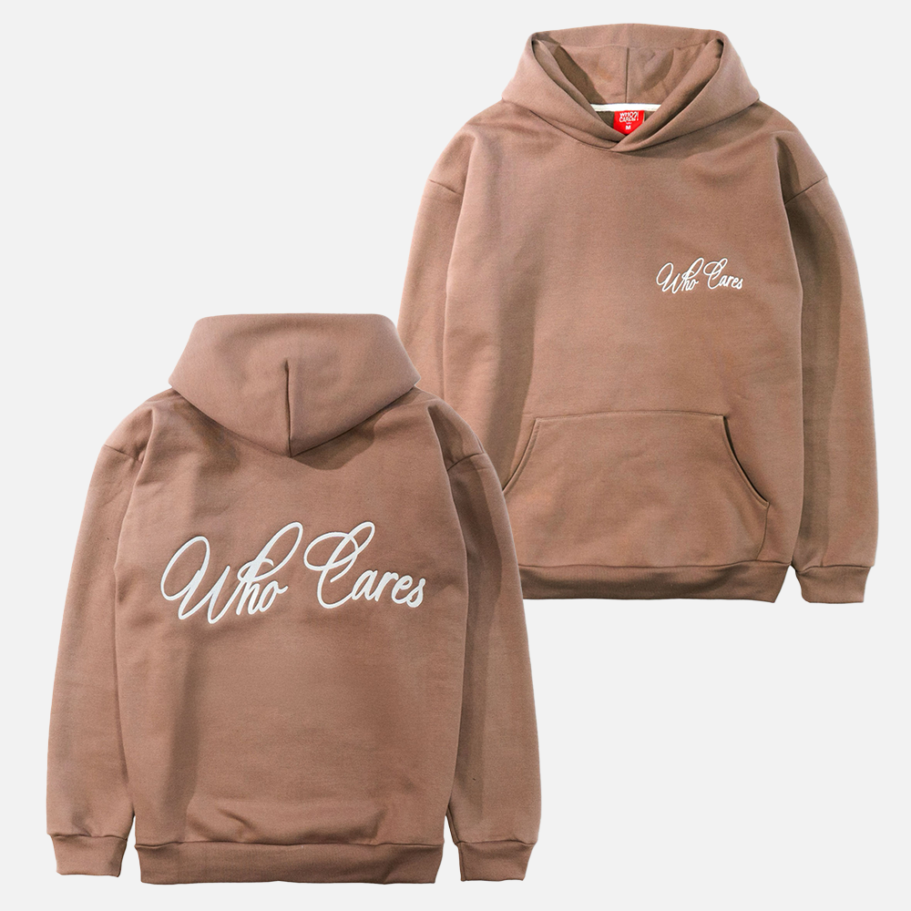 WC CURSIVE EMB HEAVYWEIGHT HOODIE - MOCHA/WHITE