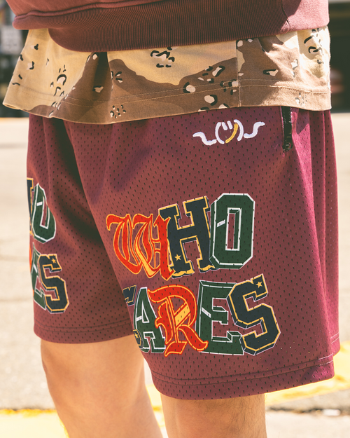 WC 9 YEAR REMIX MESH SHORTS - BURGUNDY