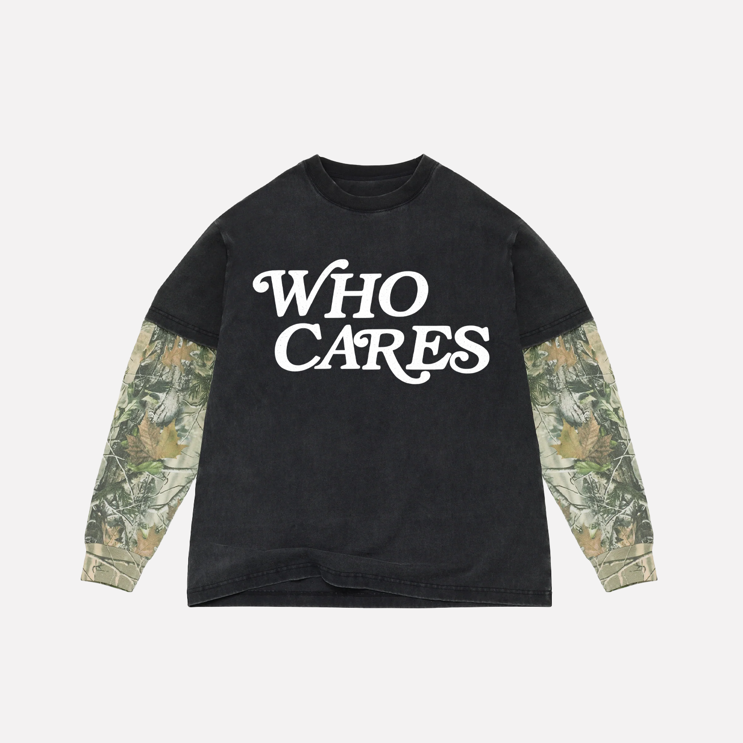WC SCRIPT LONG SLEEVE COMBO TEE - BLACK/CAMO