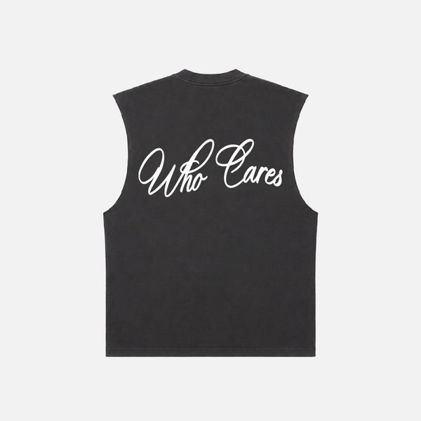 (PRE-ORDER) WC CURSIVE CUT OFF TEE - FADED BLACK