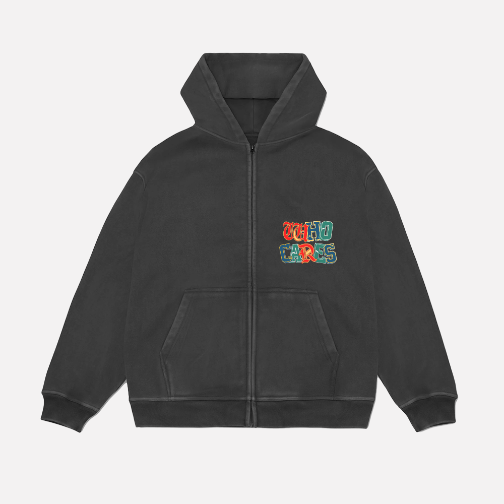 WC 9 YEAR REMIX ZIP UP HOODIE - FADED BLACK