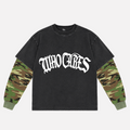 WC GOTH ARC LONG SLEEVE COMBO TEE - BLACK/VINTAGE CAMO