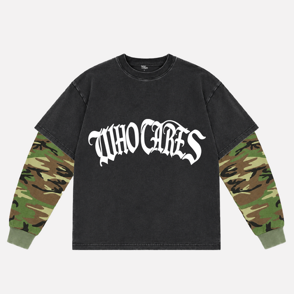 WC GOTH ARC LONG SLEEVE COMBO TEE - BLACK/VINTAGE CAMO