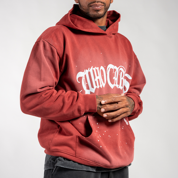 WC GOTH ARC PAINT SPLAT HOODIE - FADED CHERRY