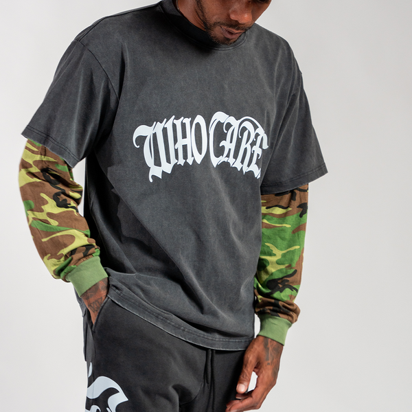 WC GOTH ARC LONG SLEEVE COMBO TEE - BLACK/VINTAGE CAMO