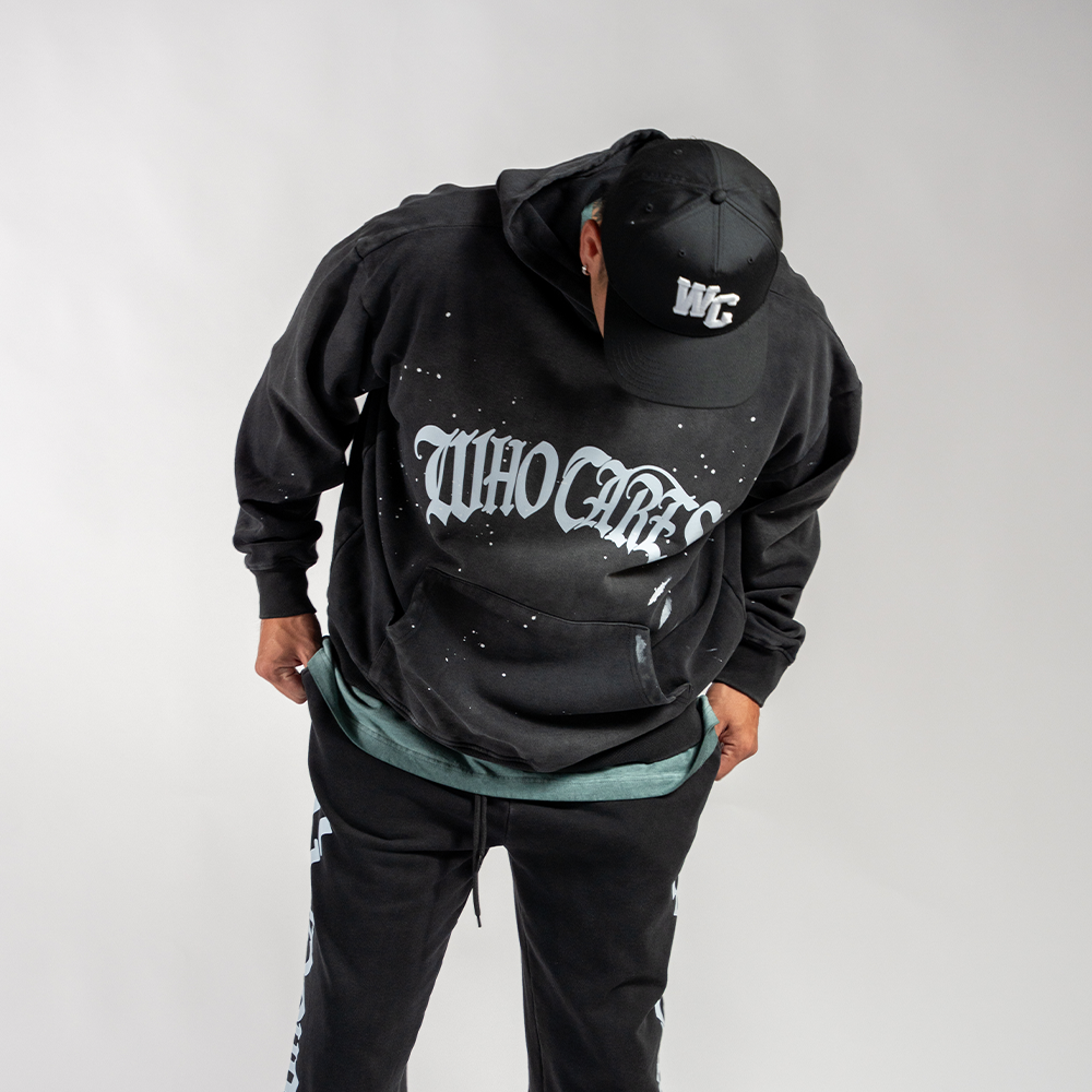 WC GOTH ARC PAINT SPLAT HOODIE - FADED BLACK