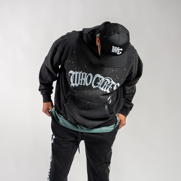 WC GOTH ARC PAINT SPLAT HOODIE - FADED BLACK