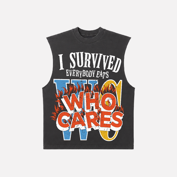 WC X EE "I SURVIVED" CUT OFF - FADED BLACK