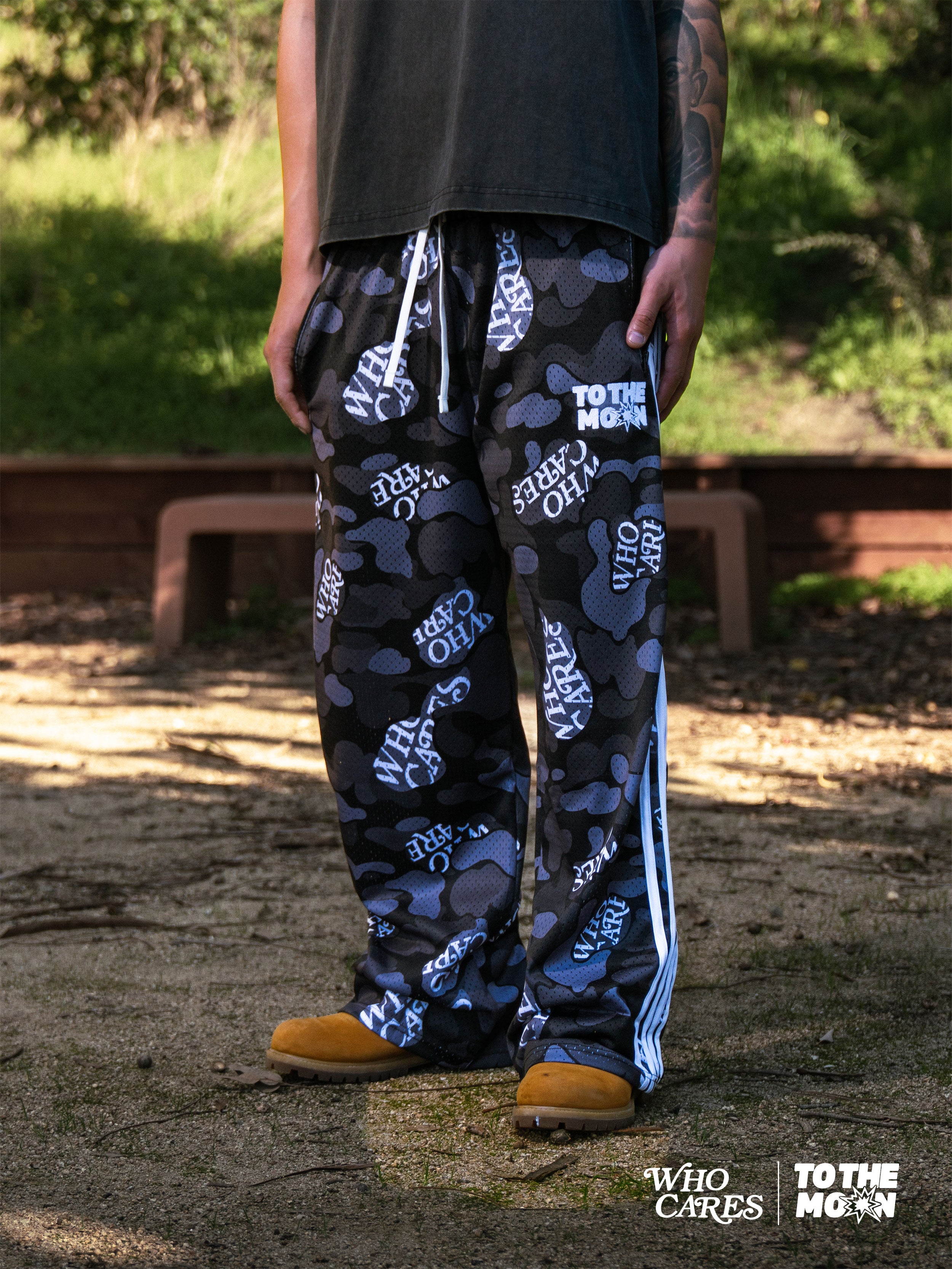 WC X TTM CAMO TRACK PANTS - BLACK