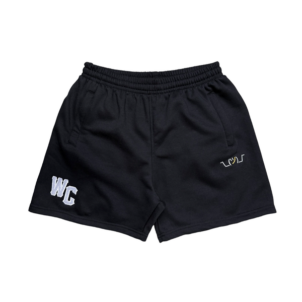 WC EMB FLEECE SHORTS - BLACK/WHITE