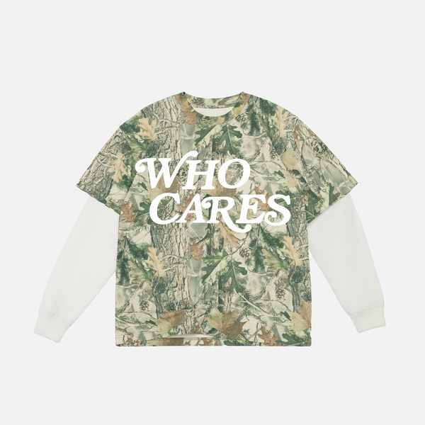 *PRE-ORDER* WC SCRIPT LONG SLEEVE COMBO TEE - WOOD CAMO/WHITE