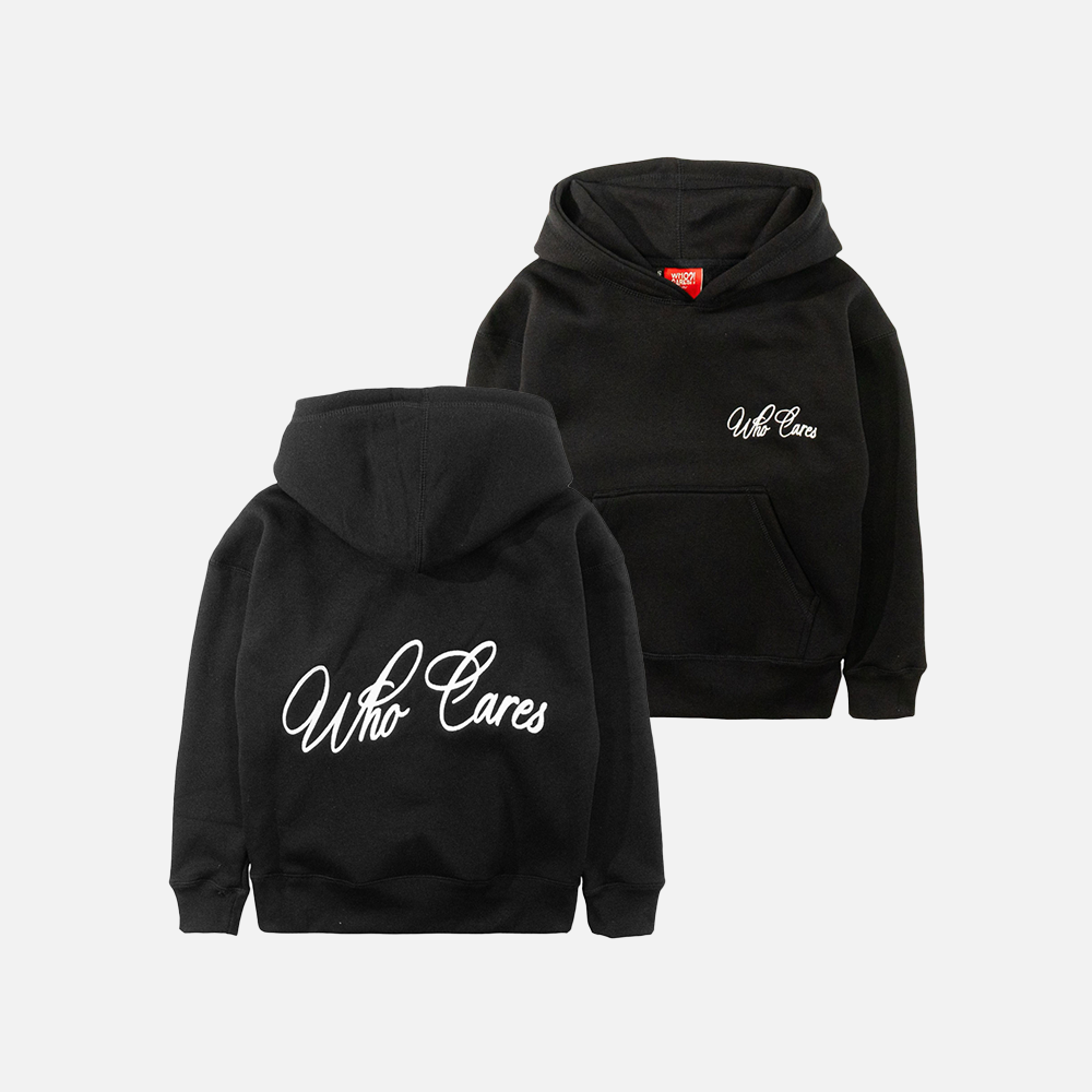 WC YOUTH CURSIVE EMB HEAVYWEIGHT HOODIE - BLACK/WHITE