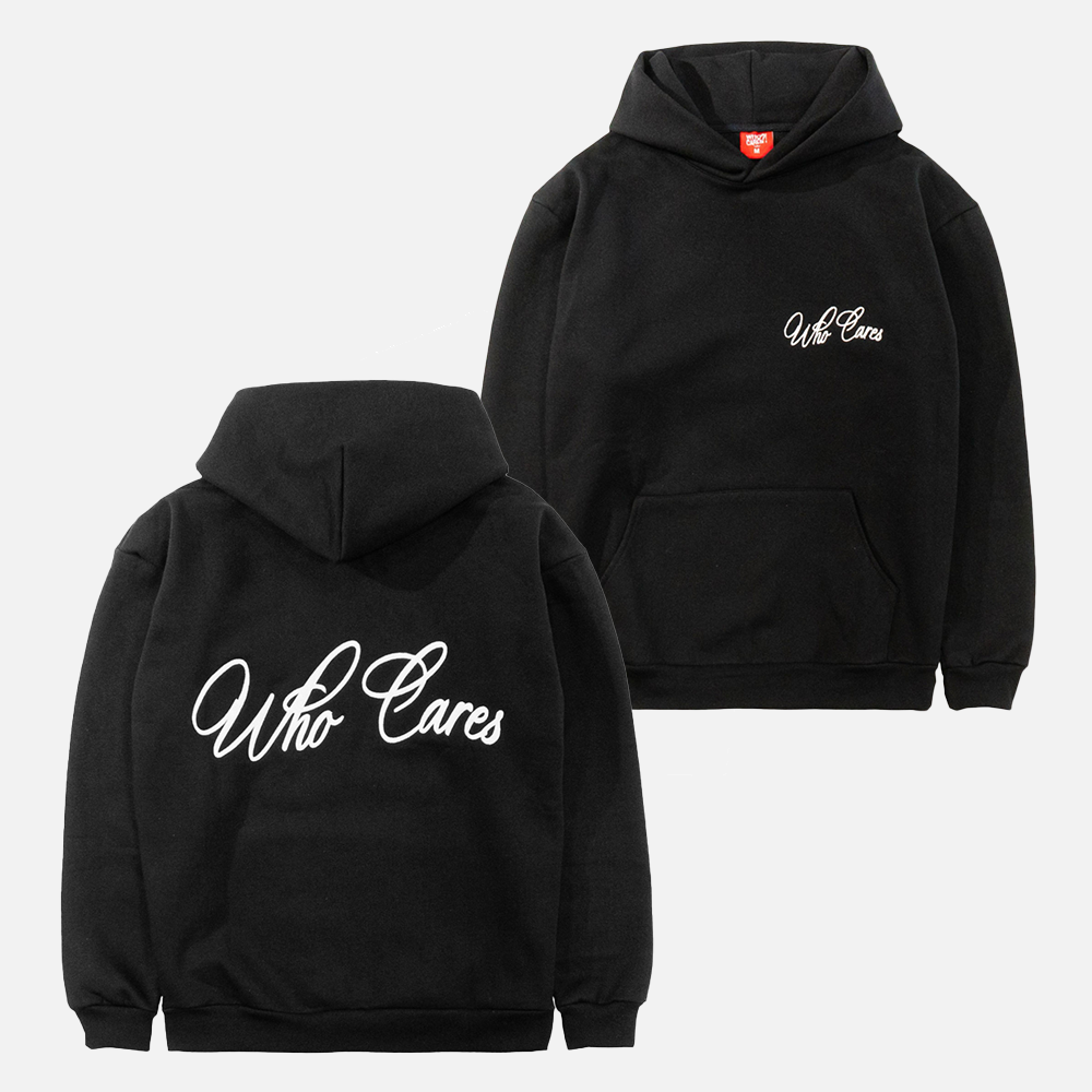 WC CURSIVE EMB HEAVYWEIGHT HOODIE - BLACK/WHITE