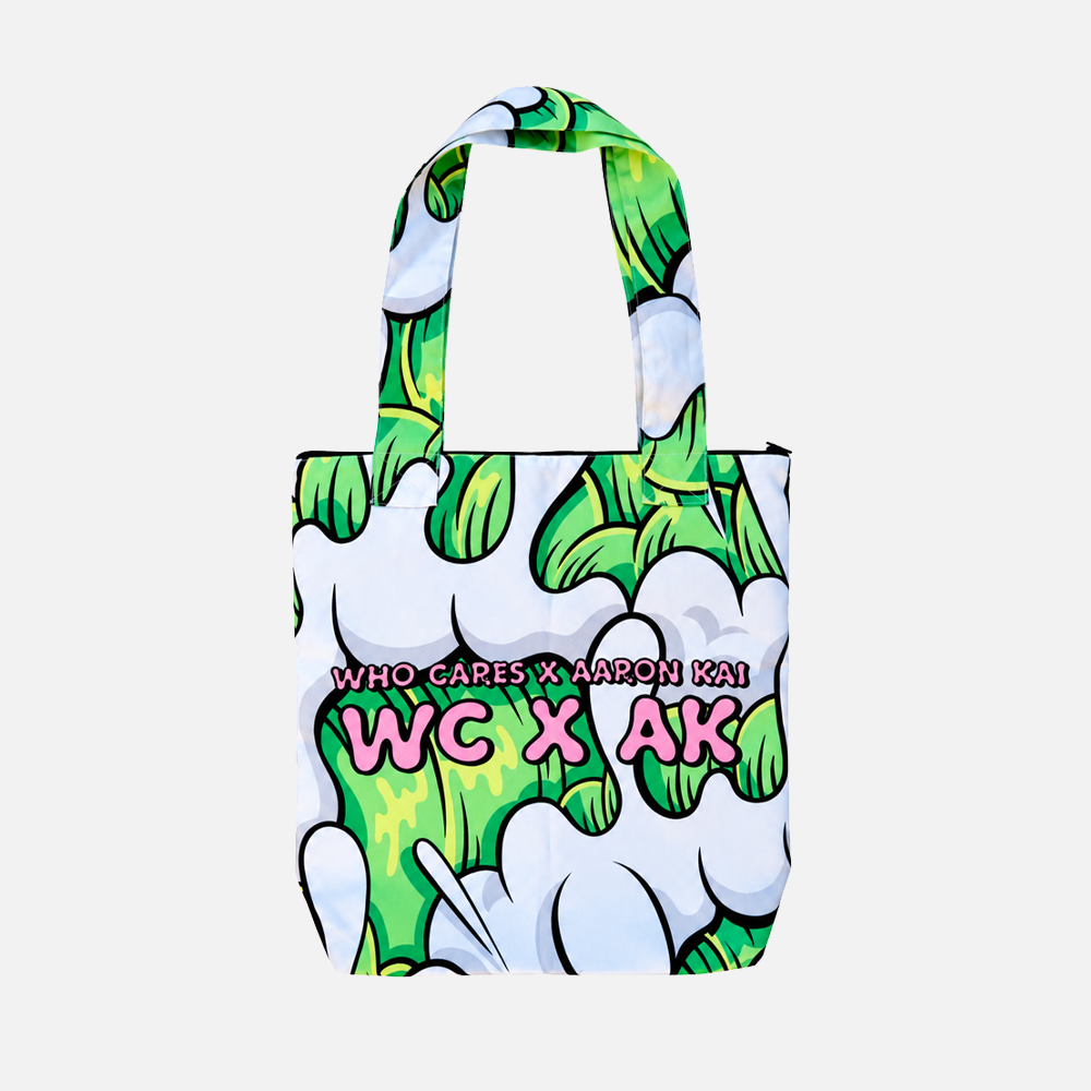 WC X AARON KAI "WAVES" PRM TOTE - LIME GREEN/LIGHT PINK