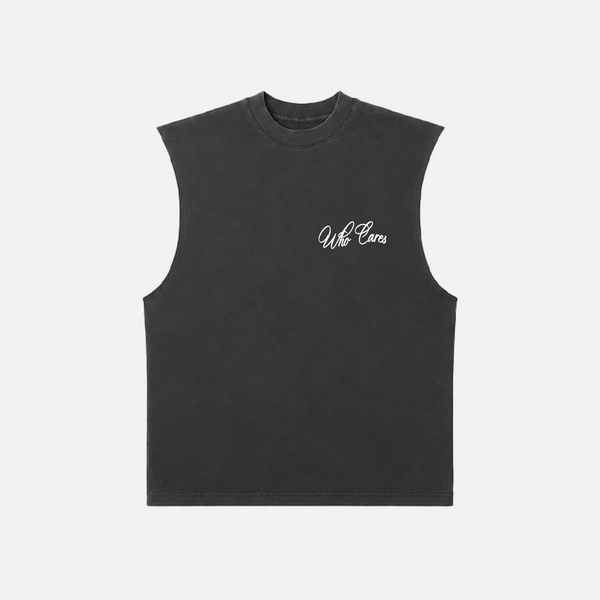 (PRE-ORDER) WC CURSIVE CUT OFF TEE - FADED BLACK