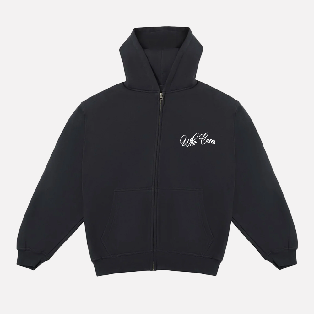 (PRE-ORDER) WC CURSIVE ZIP UP HOODIE - BLACK