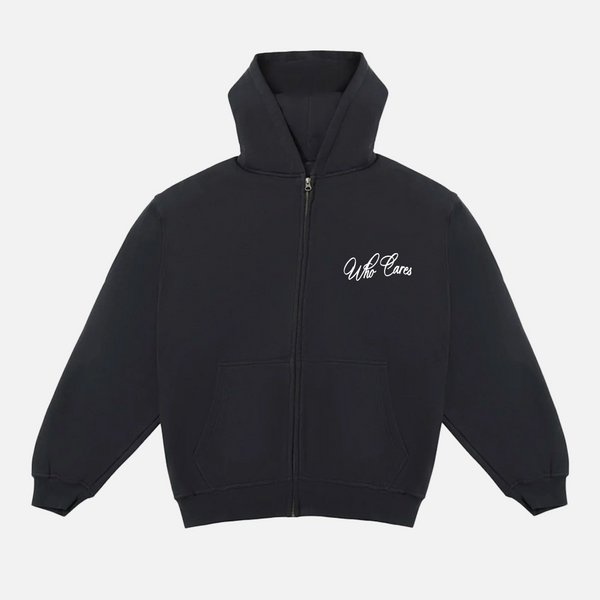 (PRE-ORDER) WC CURSIVE ZIP UP HOODIE - BLACK