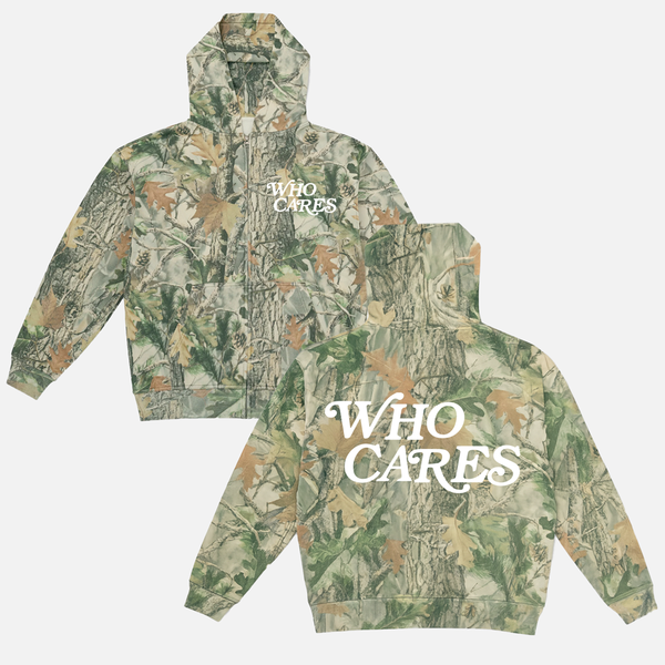 WC SCRIPT ZIP UP HOODIE - WOOD CAMO/WHITE