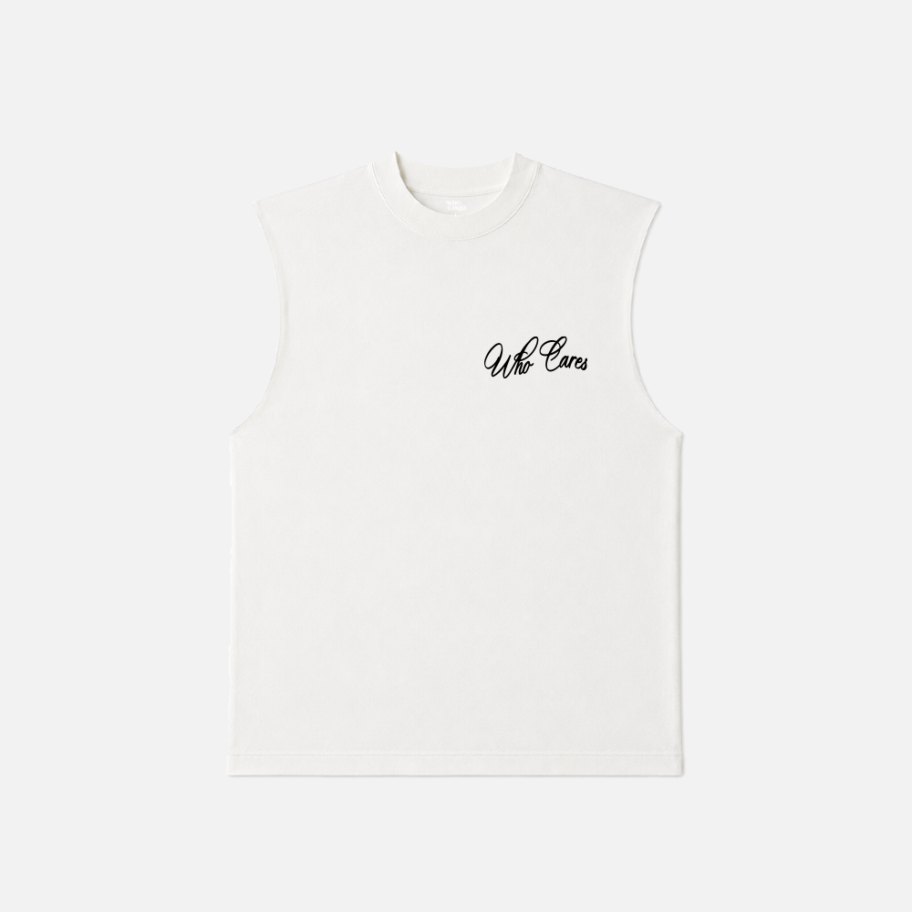 (PRE-ORDER) WC CURSIVE CUT OFF TEE - WHITE