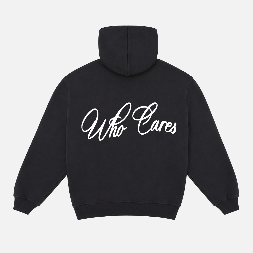 (PRE-ORDER) WC CURSIVE ZIP UP HOODIE - BLACK